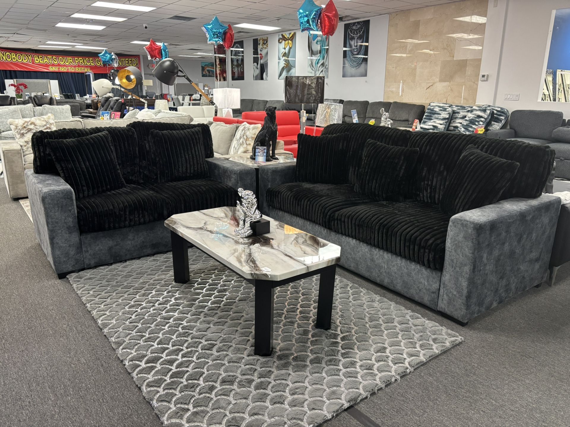Black SOFA&LOVESEAT Set For Sale(NEW) Plush Fabric 45% Off