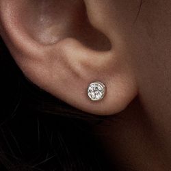 Era Bezel Sterling Silver Lab-grown Diamond Earrings