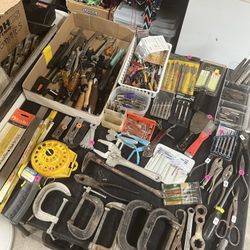 Huge Lot Of Hand Tools (Many Vintage) & Fishing Items