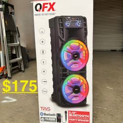 QFX  2x12”  Double speaker with microphone and  LED party Lights 