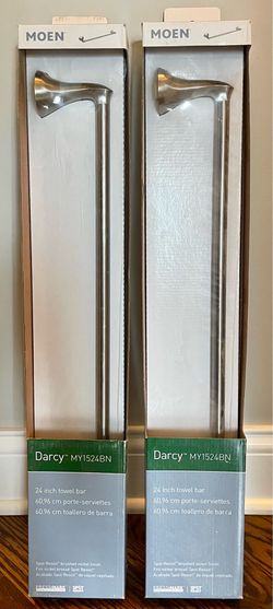 MOEN Darcy 24 in. Towel Bar with Press and Mark in Brushed Nickel