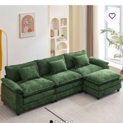 120" Sectional Coomfy Cloud Couch Sleeper With Ottoman