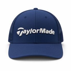 Navy Blue TaylorMade Golf Trucker Hat – White Logo Embroidery (Stealth)