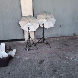 continuous lighting kit with umbrellas. 