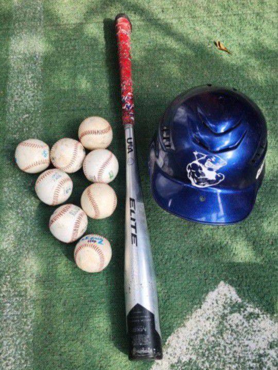 Baseball Equipment Bat Helmet Balls Age 9 / 11
