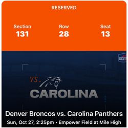 Denver Broncos Versus Carolina Panthers Tickets
