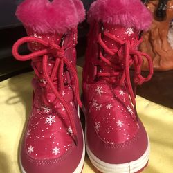 Fantiny Pink Toddler Girl Winter Snow Boots Sz 24 (8)