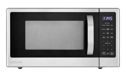 New Vissani 21 in. 1.1 cu. ft. 1000-Watt Countertop Microwave Oven in Stainless Steel