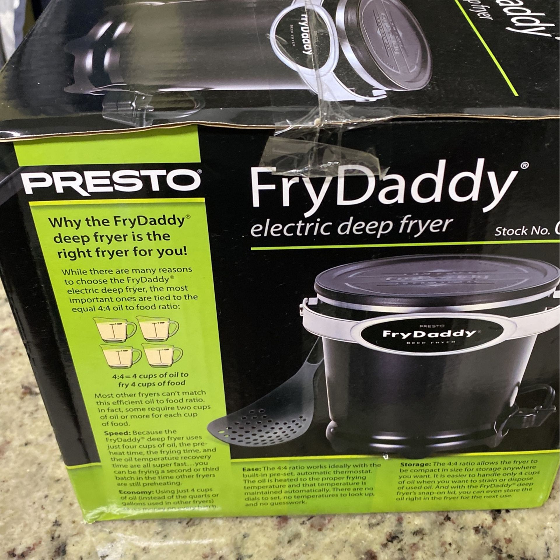 Presto FryDaddy Plus Electric Deep Fryer, Black, 4 cup