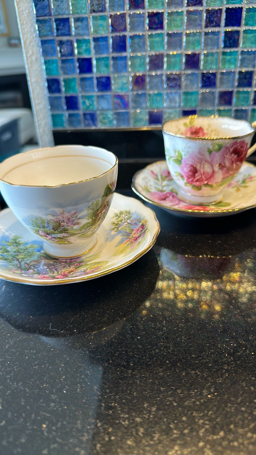 2 Bone china Teacups With Saucers