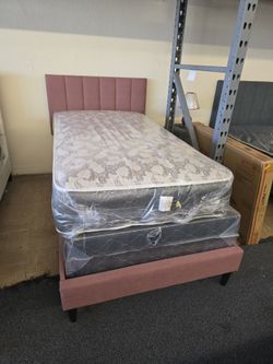 TWIN MATTRESS $120/  TWIN BED FRAME $110 ( BOX SPRING OR BUNKY BOARD SEPARATE $75)