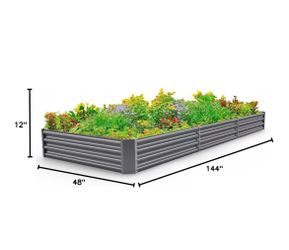 Land Guard 12×4×1ft Galvanized Raised Garden Bed Kit for Vegetables,