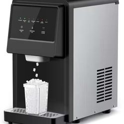 12 in. Stainless Steel 88 Ib./24 H Countertop Portable Ice Maker Crescent Ice Cube w/Self-Cleaning, Chewable Nugget Ice