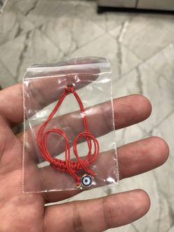 Red String Bracelet with Evil Eye in Gold Plated Setting