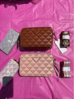 Crossbody bags with long zip around wallet included