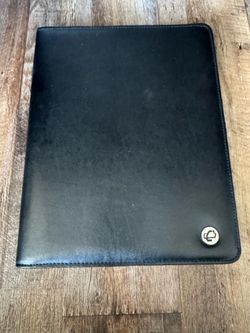 Sleek Black Leather Folio Portfolio Case