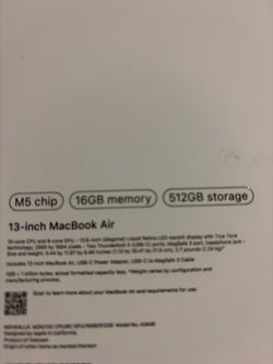 BRAND NEW STILL SEALED APPLE MACBOOK AIR LAPTOP M5 CHIP COMPUTER NEWEST MODEL