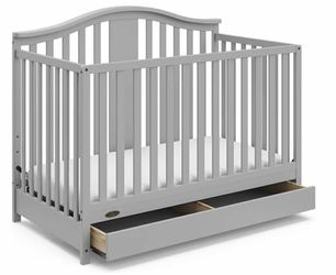 Graco Solano 4-in-1 Convertible Crib with Drawer, Pebble Gray.Bed without mattress
