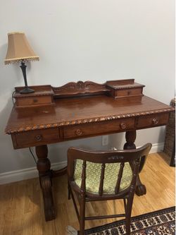 Vintage wood desk & chair