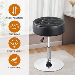 New Black Height Adjustable Swivel Vanity Stool