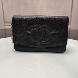 Chanel Timeless Wallet on Chain with Caviar leather