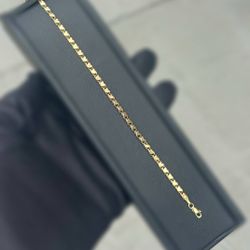 14k Solid Yellow Gold hearts Anklet Bracelet 10” 3.20mm