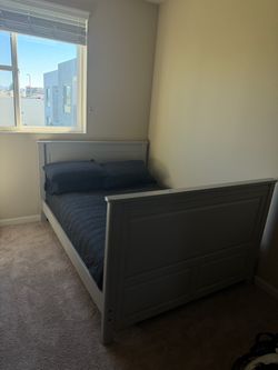 Full-Size Gray Bed Frame with Headboard & Footboard – $120 OBO