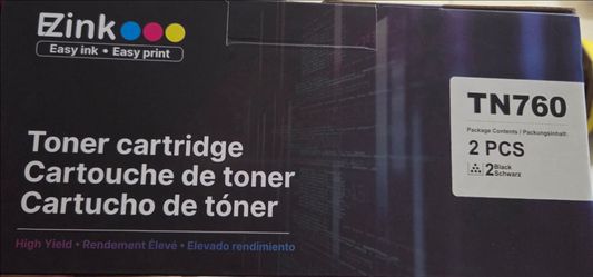 “EZink TN760 2 Pack Black High Yield Toner Cartridges New Sealed”