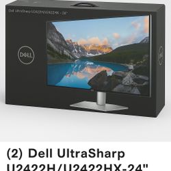 2) Dell U2422H/U2422HX 24” Monitors + Accessories – Brand New 