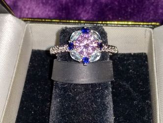 Multi-Color CZ Engagement Ring