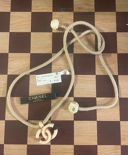 Vintage 2001 Spring Chanel Resin & Cord CC Pendant Necklace
