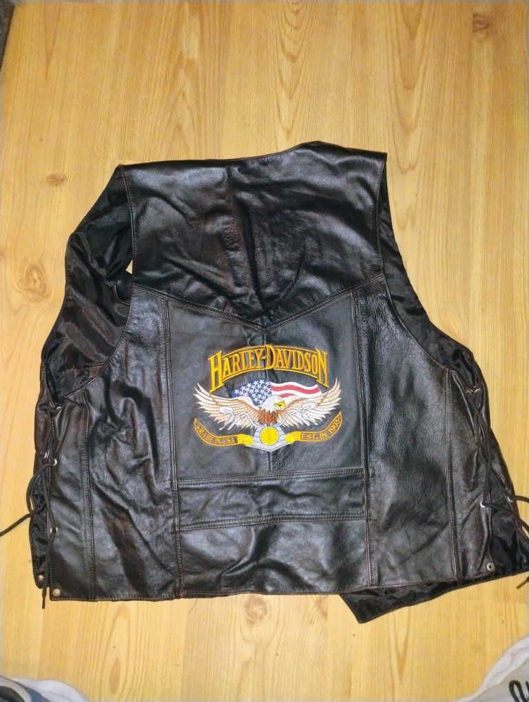 Harley Davidson Black Leather Vest