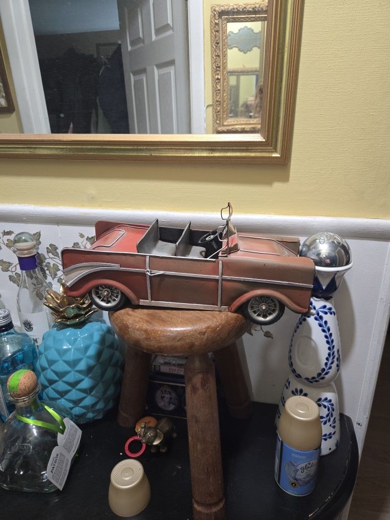 Vintage Red Metal Convertible Model Car