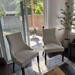 Cream Upholstered Accent Chairs - Set of 2