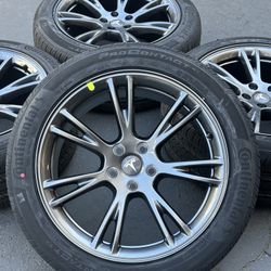19” Tesla Model Y Factory Wheels And Tires New OEM Gemini Rims Continental Procontact