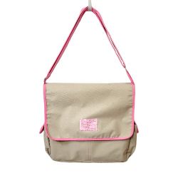Jellybeans Beige Adjustable Messenger Bag with Pink Trim