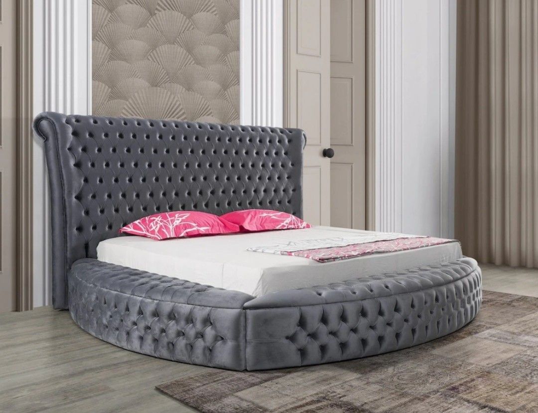 Dior Grey Velvet King Storage Platform Bed