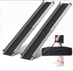 7 Ft Portable Ramp, 1200 Lbs Max Load, Adjustable Aluminum