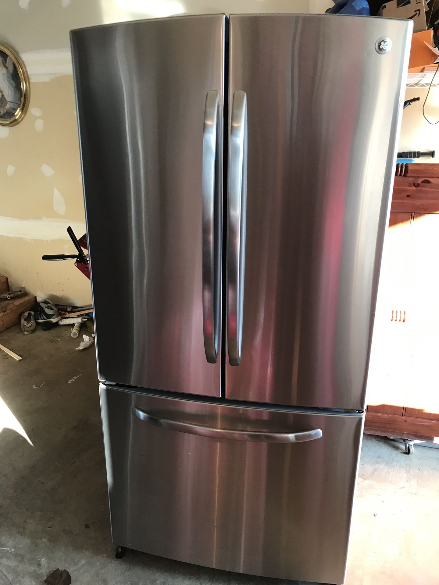 GE refrigerator stainless stainless steel French door bottom freezer