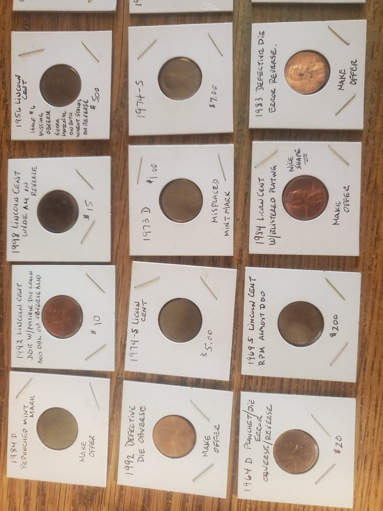 27 Total Lincoln Cent Error Coins
