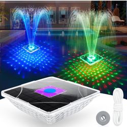 Brand New Square Floating Multi-Functional  Solar Pool Fountain W/Light show, Anchor