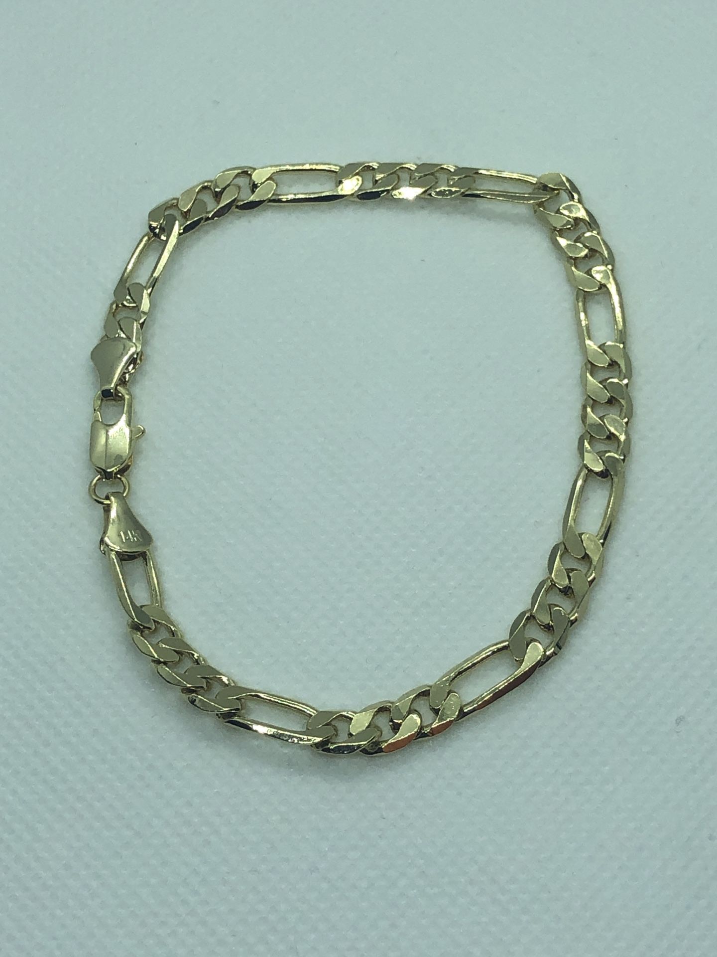 14k Gold Plated Figaro Bracelet 8"