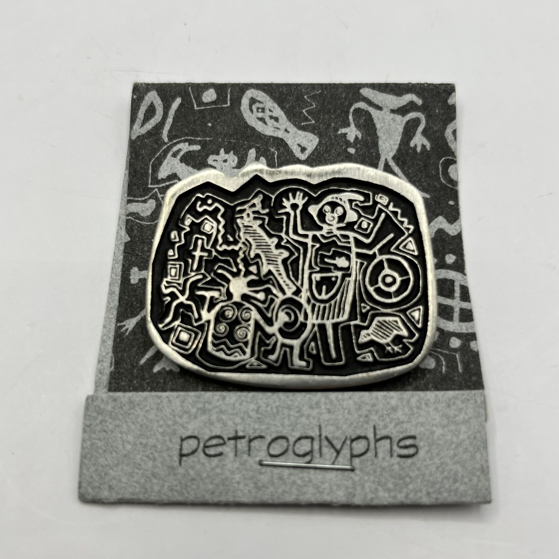 Petroglyphs “The Delight Makers” by Alice Warder Seely Pewter Pin Brooch