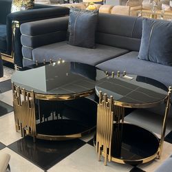 Black & Gold Coffee Table Set (2pcs)