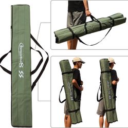 Sougayilang Canvas Fishing Rod Bag, Fishing Pole Organizer, Fishing Rod and Reel Storage Bag Organizer for Travel, Gift for Father, Boyfriend and Fami