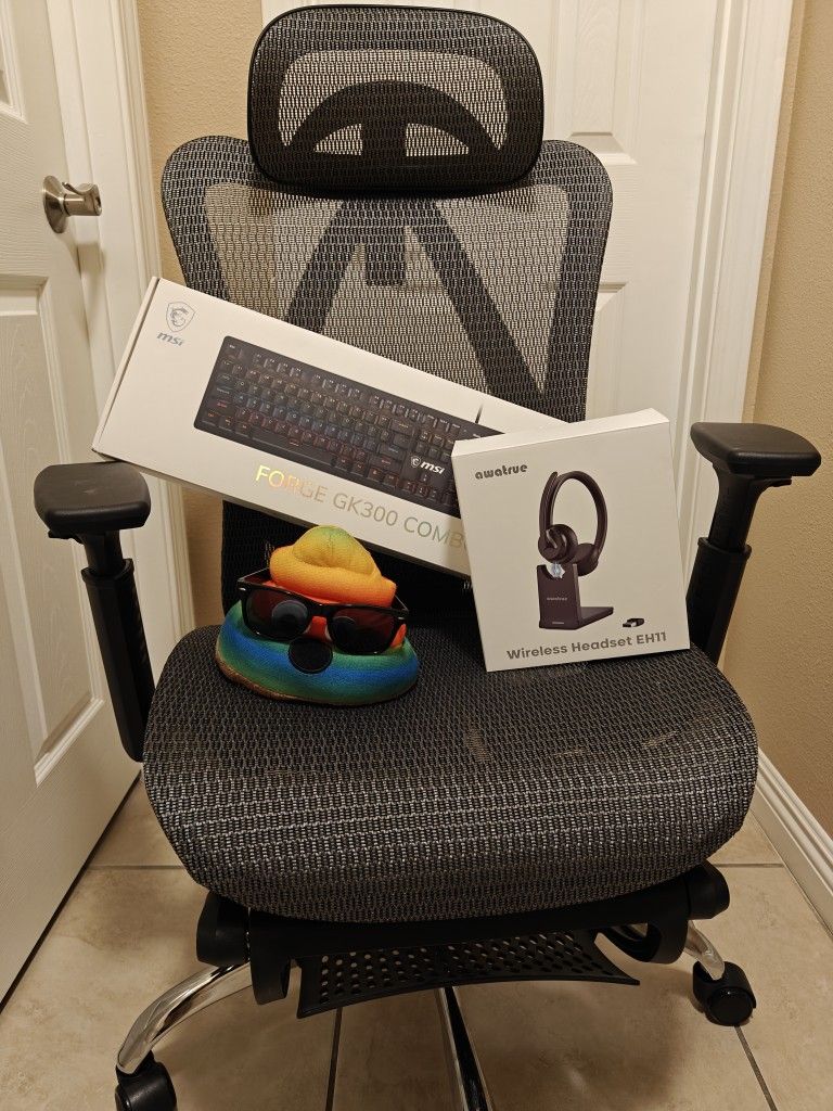 Gaming Keyboard, Wireless Headset, Game Chair, And Desk