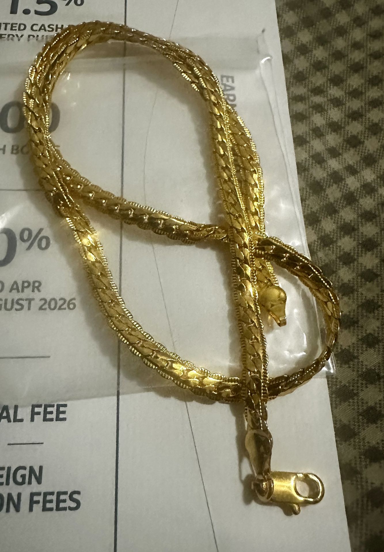 Necklace, Italian Golden 18k plated over sterling silver Snake Bone, Unisex For Men And Women