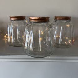 THREE  GLASS  PUMPKIN  JARS   3 FOR   $12