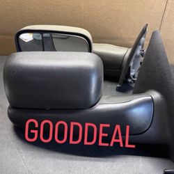 #12 Fit 02-09 Dodge Ram Black Manual Towing Mirror Pair Left Right