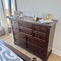 Wood Bedroom Set- Frame And Dresser 